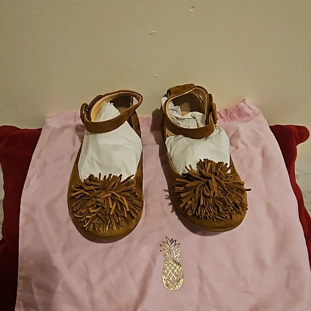 Aquazzura Mini Brown Suede Ballerina Flats (LIKE NEW- Kids)